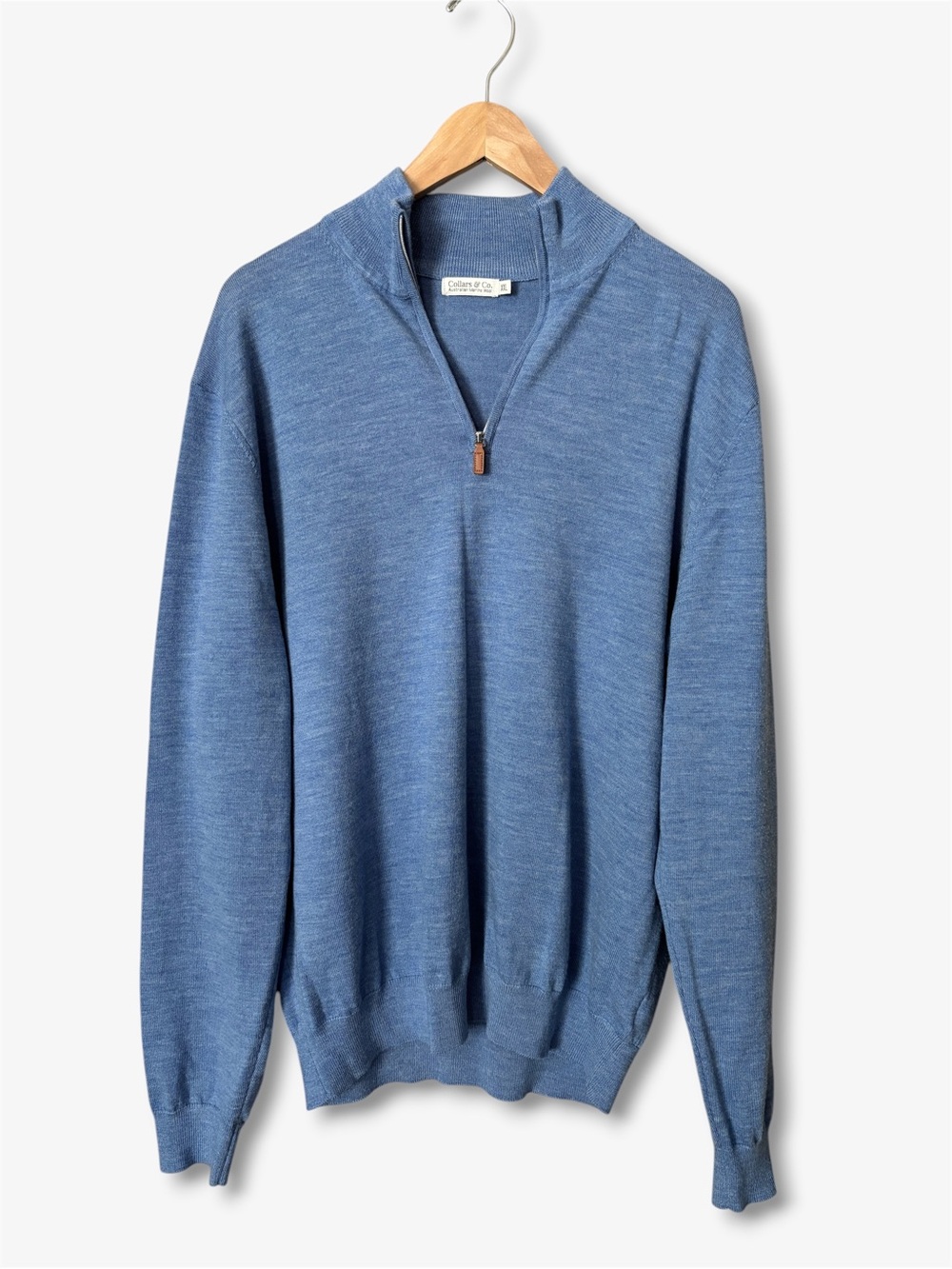 Collars & Co. Merino Wool Quarter Zip Sweater Blue Size XXL Golf Elevated Basics
